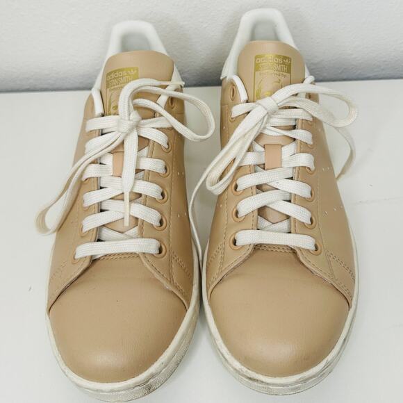 Adidas Gold Stan Smith Colab Tan & White Leather Lace up Sneaker Shoes 8 - Picture 2 of 12